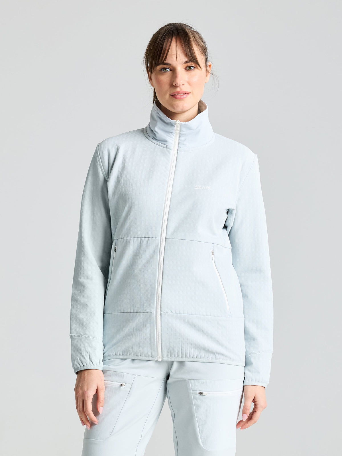 ALTURA WS FZ GRID FLEECE - Cliff Grey - face