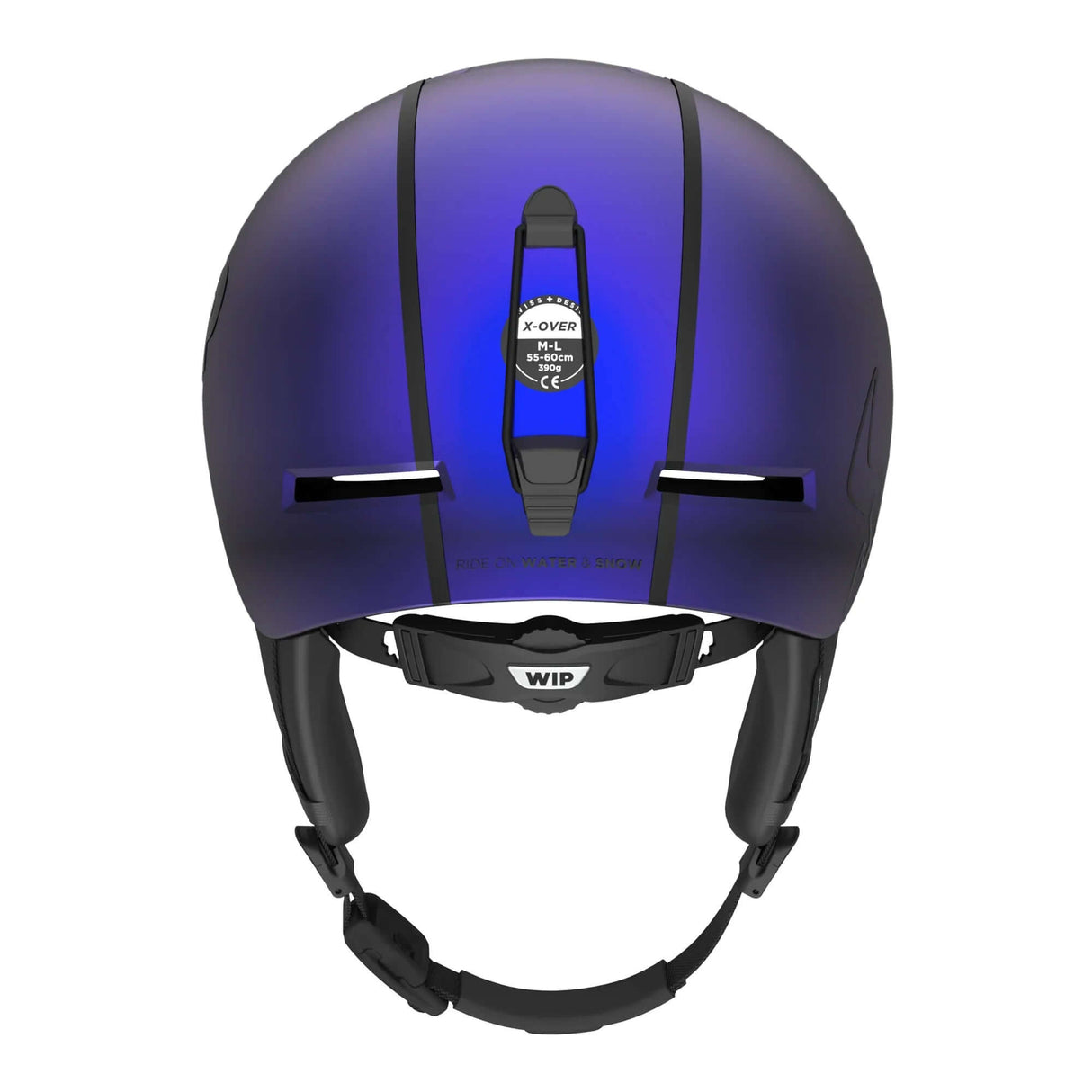 Casque X-OVER vue de dessus, conçu avec technologie IN MOLD pour une protection et un confort optimaux.