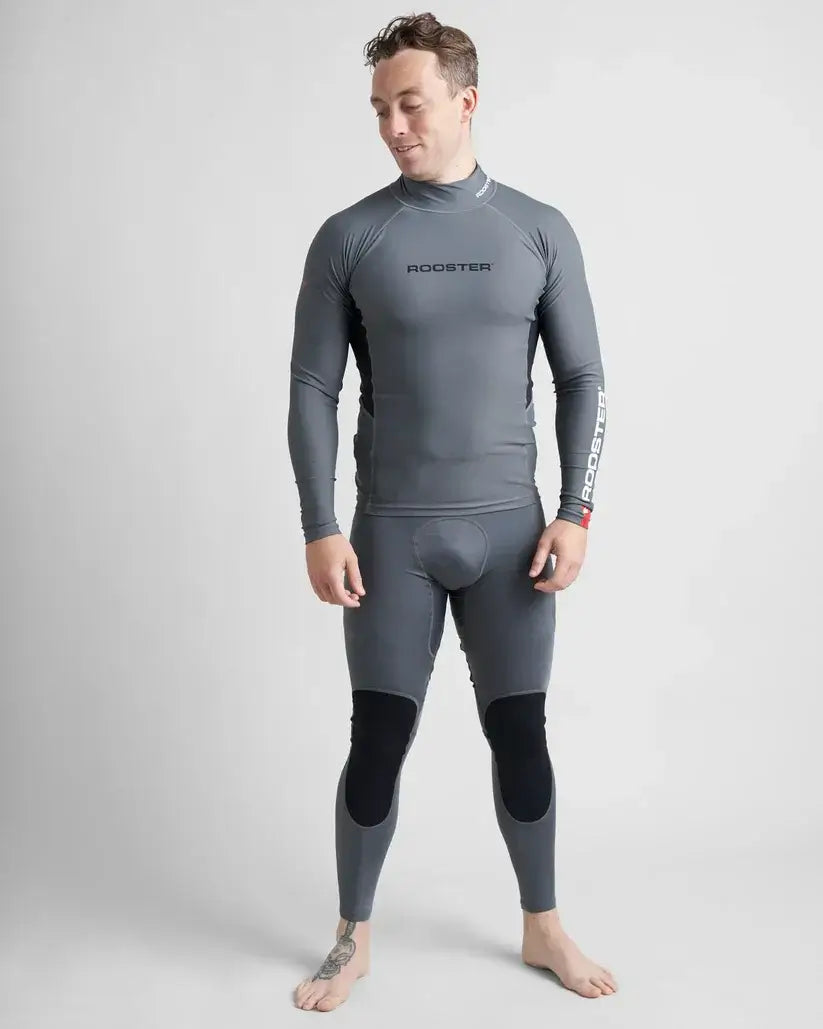 Rash Top-Long Sleeved de Rooster en lycra spandex, offrant protection UV50+ pour activités nautiques.