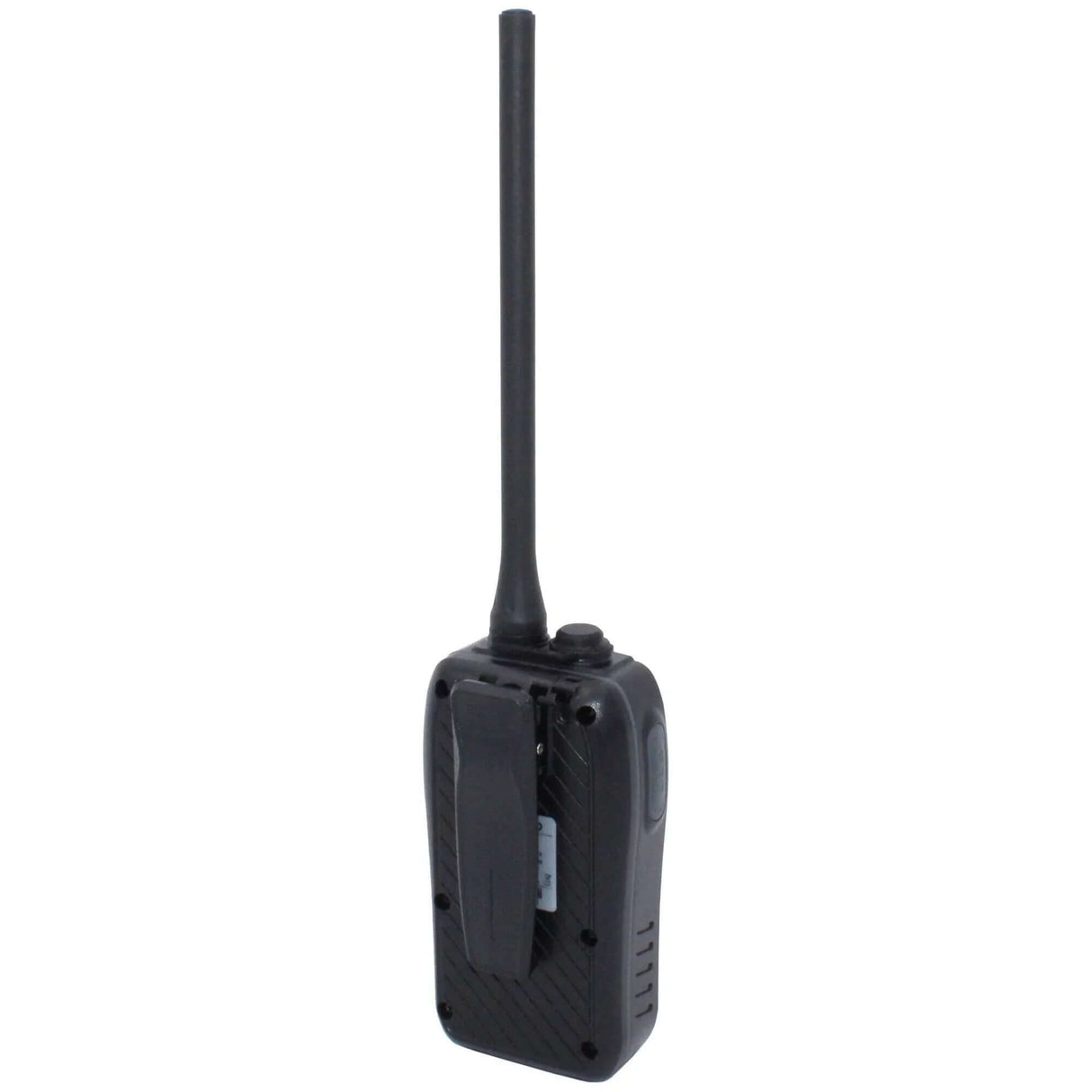 VHF Portable Plastimo SX 350+ vue de côté, avec antenne et design compact, étanche et flottant.