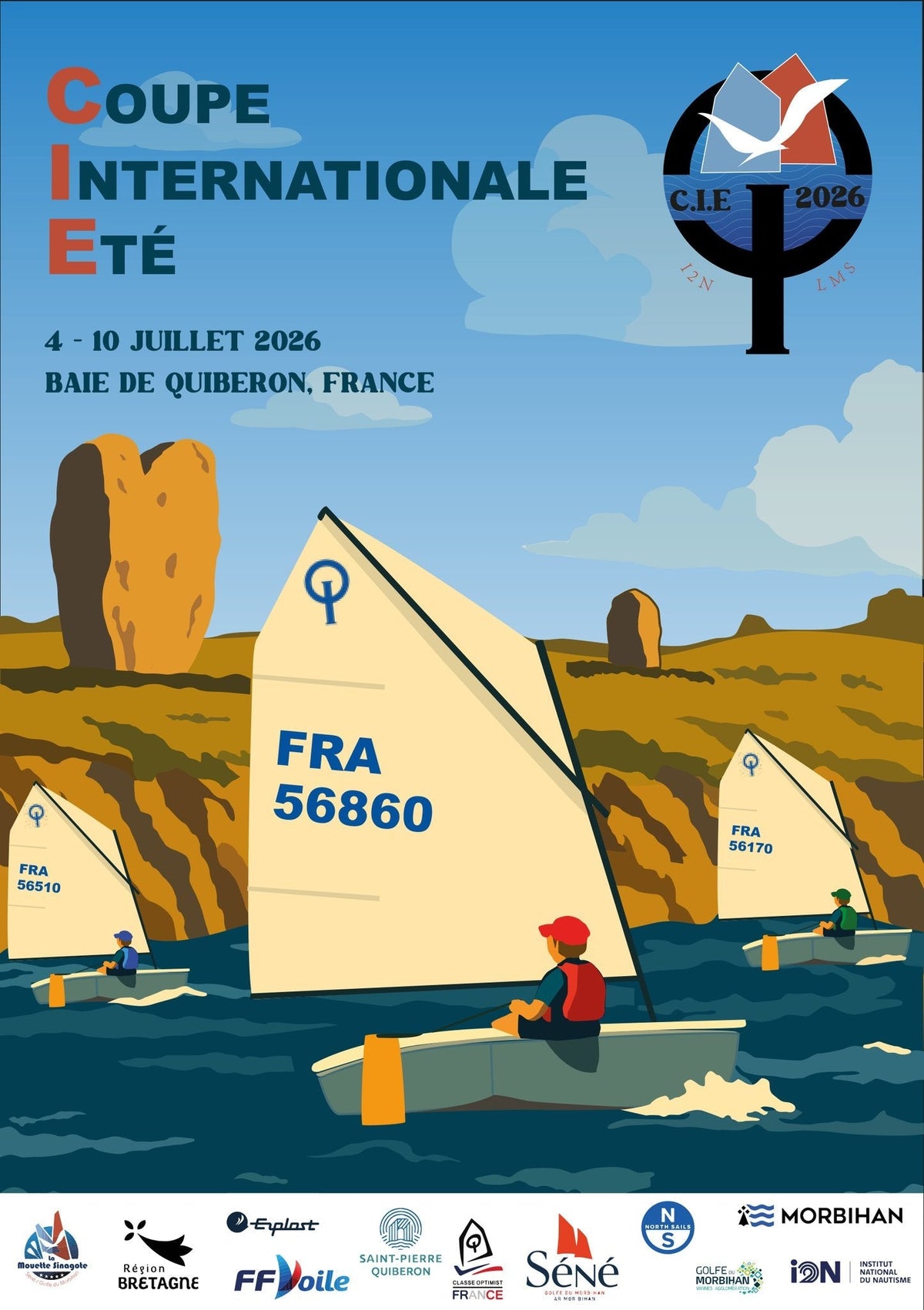 Image de la coupe internationale été 2026 Quiberon avec des voiliers en baie de Quiberon, du 4 au 10 juillet. Image