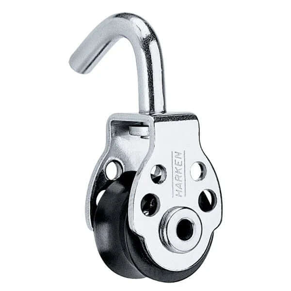 poulie 16 mm Airblock Harken vue détaillée montrant le crochet et le système de roulement