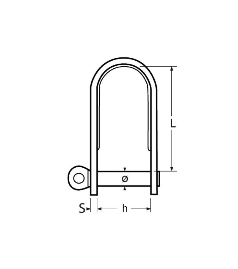 Manille droite emboutie Inox A4 Ø6 - 17/26mm
