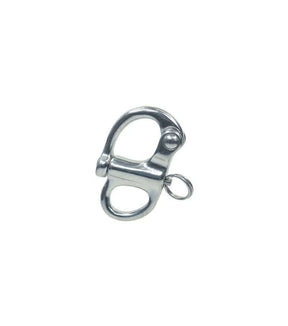 Mousqueton de drisse INOX en acier inoxydable de 45 mm avec système de fermeture rapide et anneau de maintien.