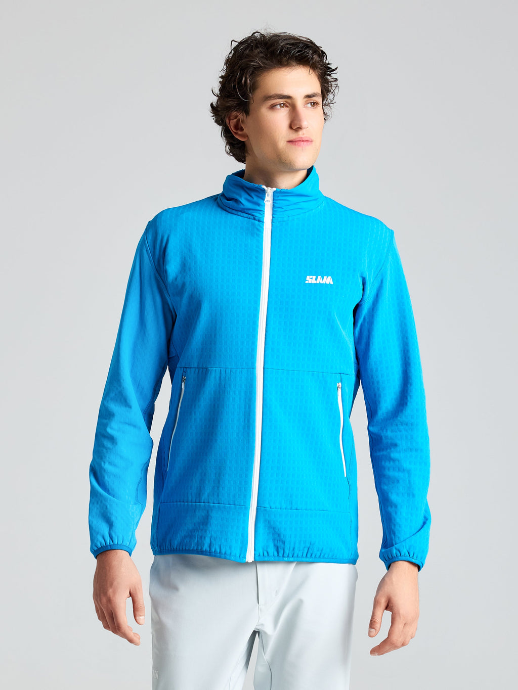 ALTURA FZ GRID FLEECE - Greek Blue - face