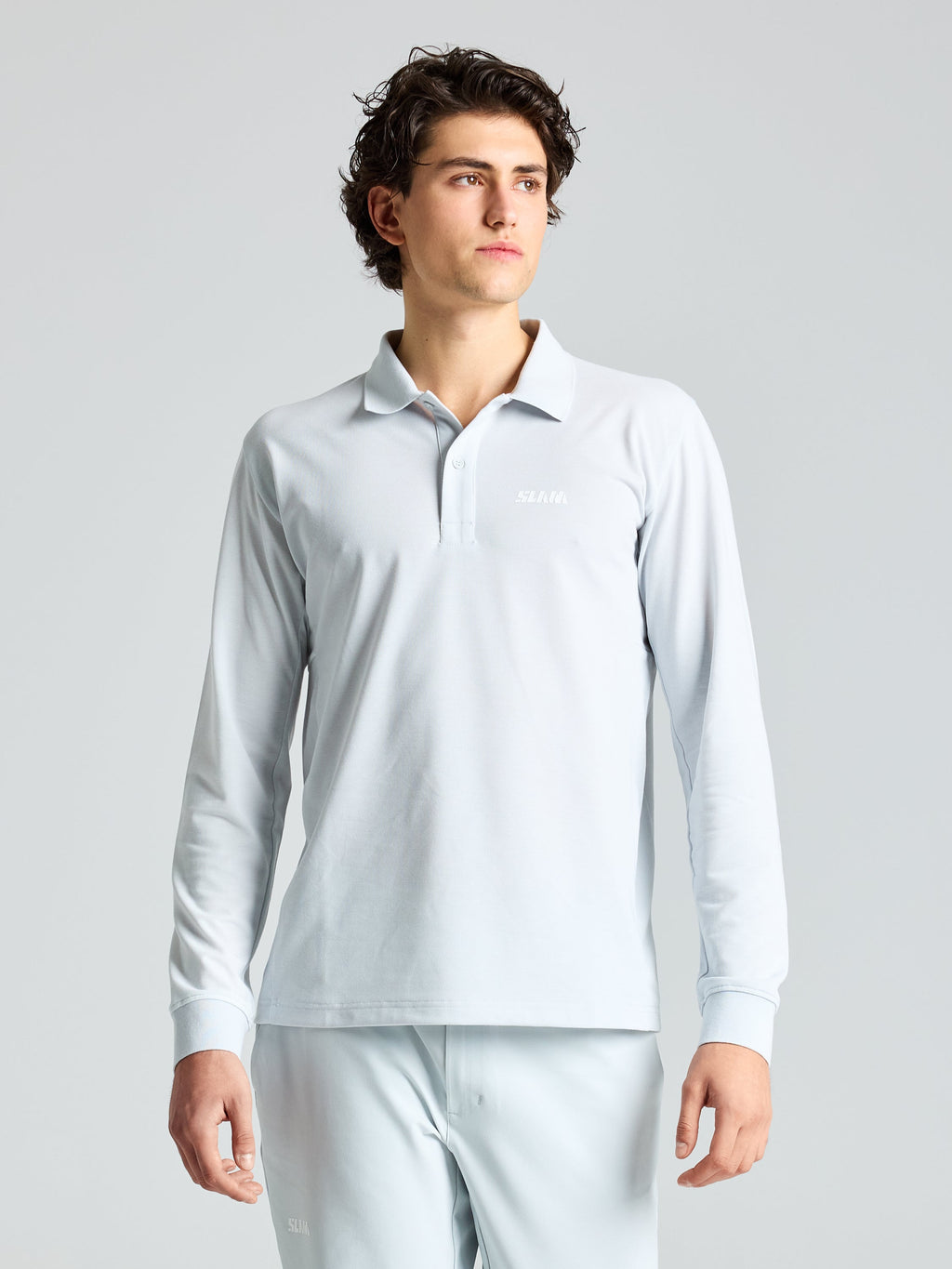 OD DRIRELEASE POLO LS - Cliff Grey - face