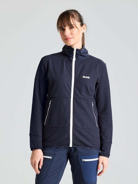ALTURA WS FZ GRID FLEECE - Dark Navy - face