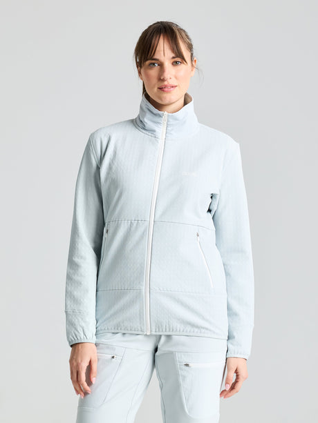 ALTURA WS FZ GRID FLEECE - Cliff Grey - face