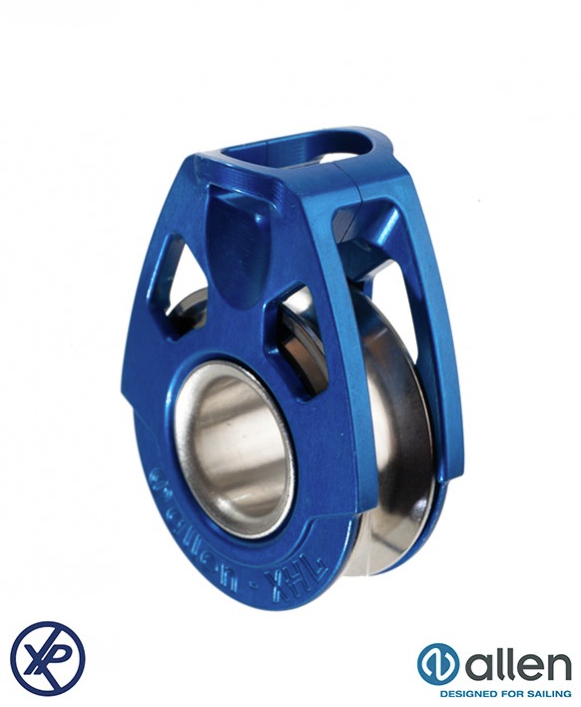 Poulie XHL 40MM, poulie en aluminium bleu conçue pour des charges très élevées, idéale pour applications marines et industrielles.