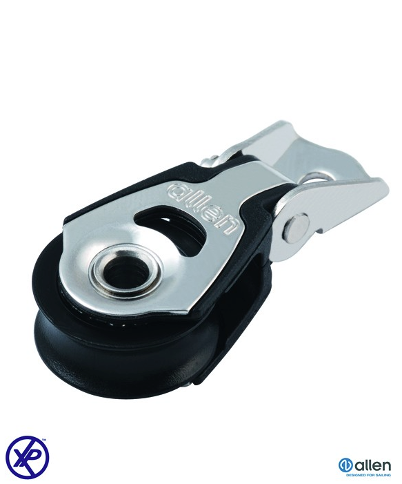 poulie simple Allen 20mm avec adaptateur articulé, idéale pour cordage et réduction de friction.