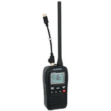 VHF Portable Plastimo SX 350+ avec antenne, écran numérique et connexion USB-C.