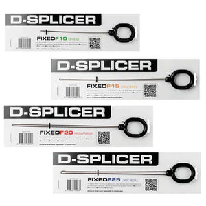 Aiguille à long chas D-Splicer avec différents modèles de tailles FIXEDF10, FIXEDF15, FIXEDF20 et FIXEDF25.