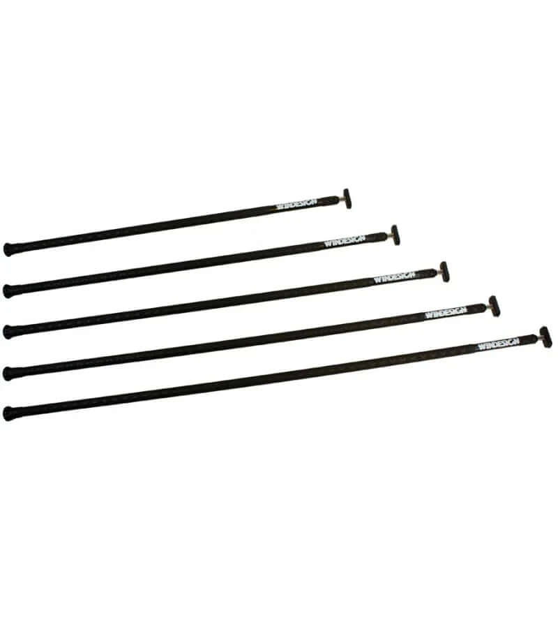 Stick aluminium Ø20 articulation démontable, ensemble de cinq tiges noires, légères et robustes.