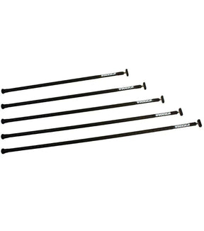 Stick aluminium Ø20 articulation démontable, ensemble de cinq tiges noires, légères et robustes.