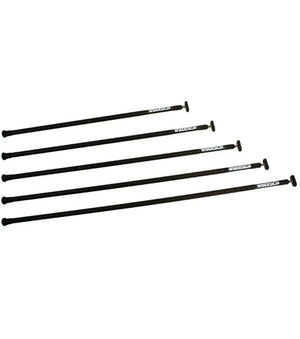 Stick aluminium Ø20 articulation démontable, ensemble de cinq tiges noires, légères et robustes.