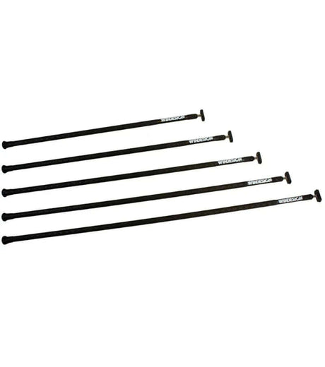 Stick aluminium Ø20 articulation démontable, ensemble de cinq tiges noires, légères et robustes.