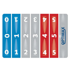 Image of BANDE DE RÉGLAGE OPTIMAX PRO showing numbered sections for precise adjustments.