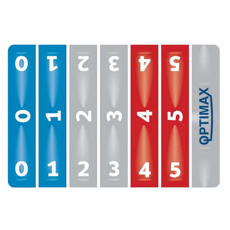 Image of BANDE DE RÉGLAGE OPTIMAX PRO showing numbered sections for precise adjustments.