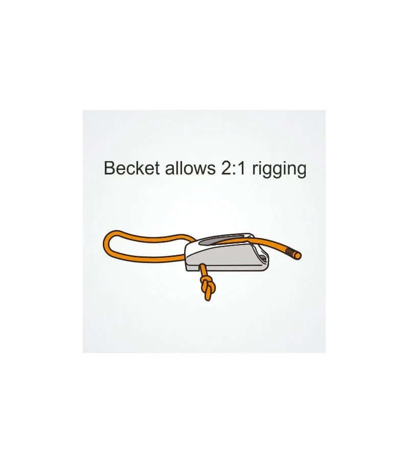 Becket permettant un gréement 2:1 pour le Clam-Cleat junior CL211-S2 (avec ringot).