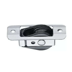 poulie encastrée 29mm câble vue de dessus avec réa noir et cadre en métal