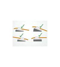 Illustration des positions correctes pour utiliser la Cale pour Clam-Cleat mini avec les coinceurs.