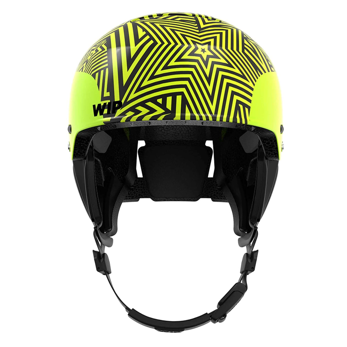 Casque WIFLEX PRO 2.0 vue de face avec motif graphique en noir et jaune, conçu pour les sports nautiques.