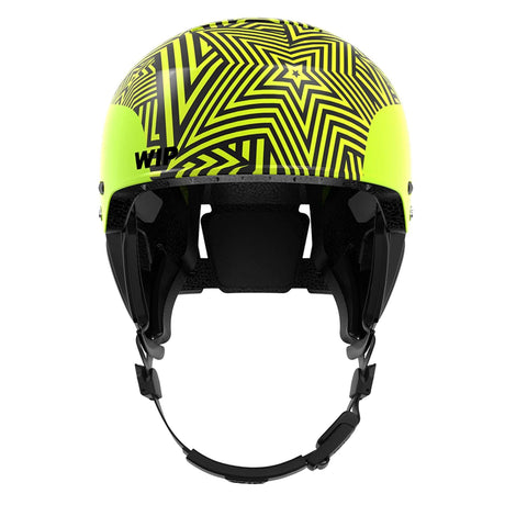 Casque WIFLEX PRO 2.0 vue de face avec motif graphique en noir et jaune, conçu pour les sports nautiques.