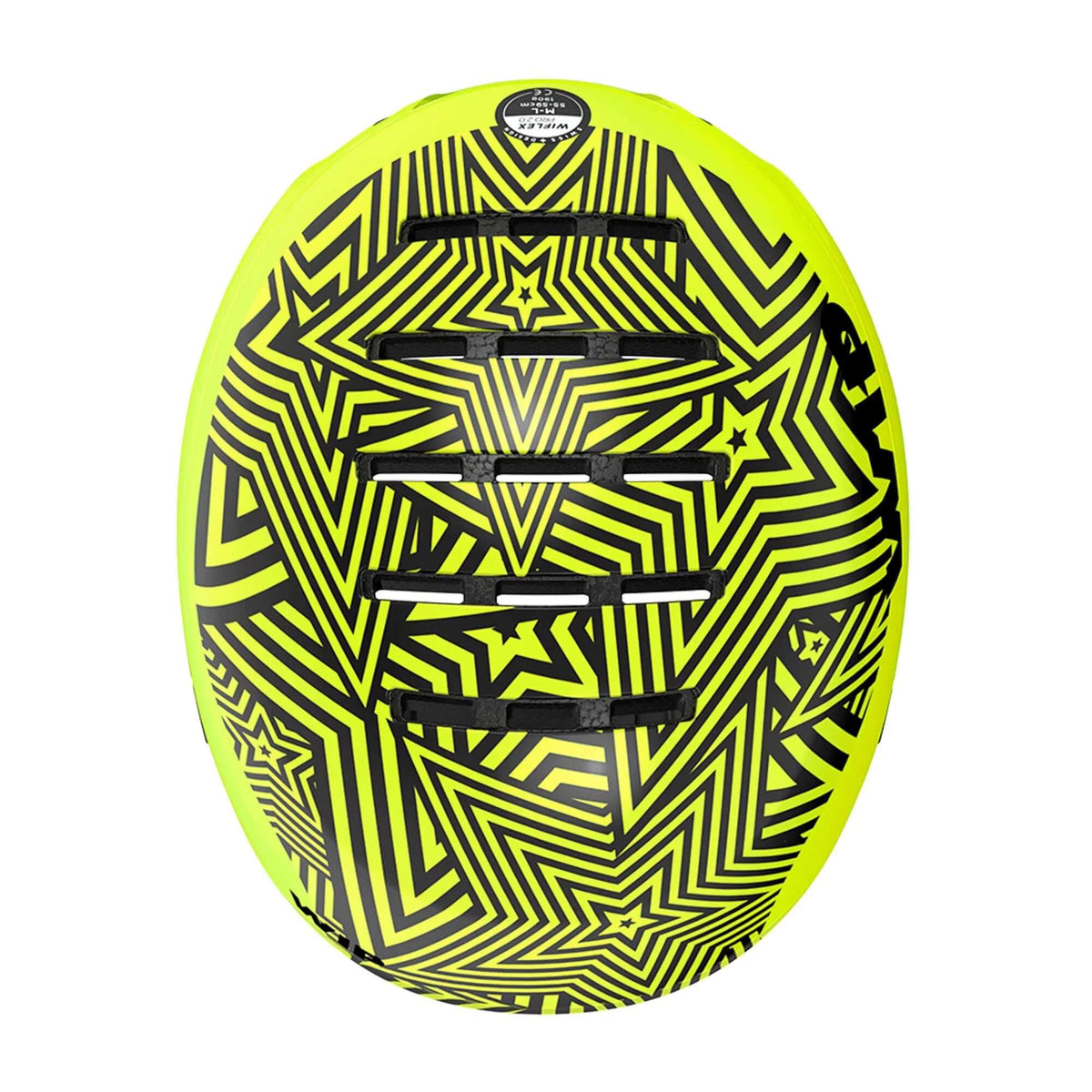Casque WIFLEX PRO 2.0 avec motif géométrique jaune et noir, léger et résistant pour sports nautiques.