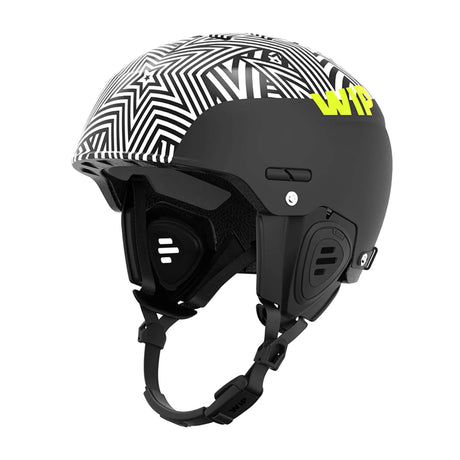 Casque WIFLEX PRO 2.0 noir avec motifs graphiques, conçu pour la sécurité en sports nautiques.