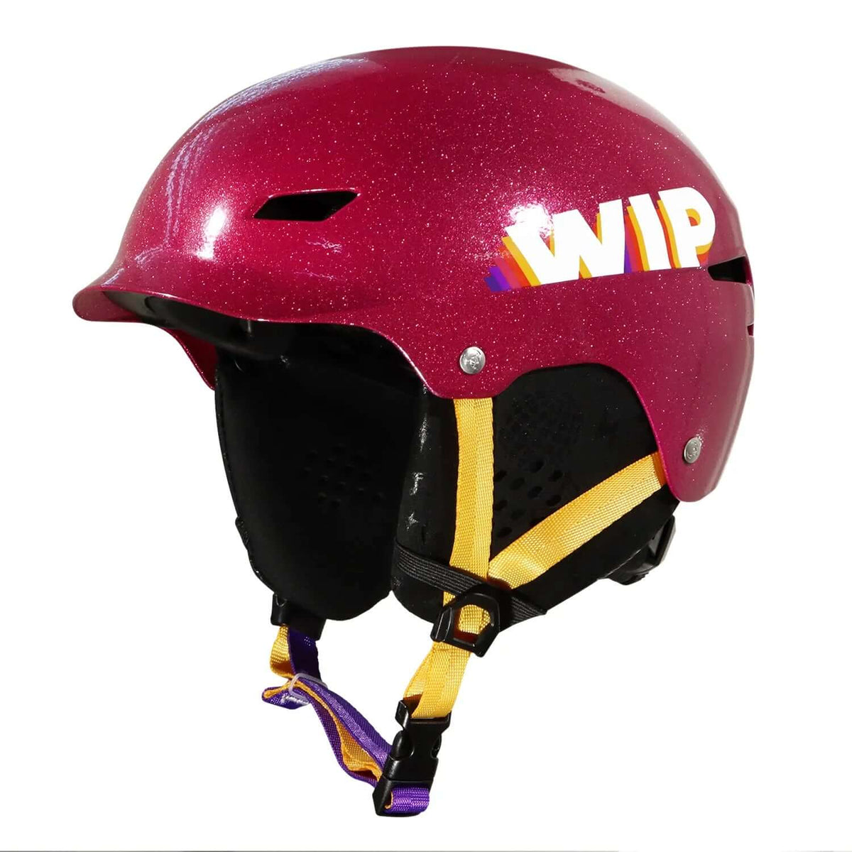 Casque de protection Wipper 2.0 rose avec finition pailletée et système d'ajustement micrométrique.
