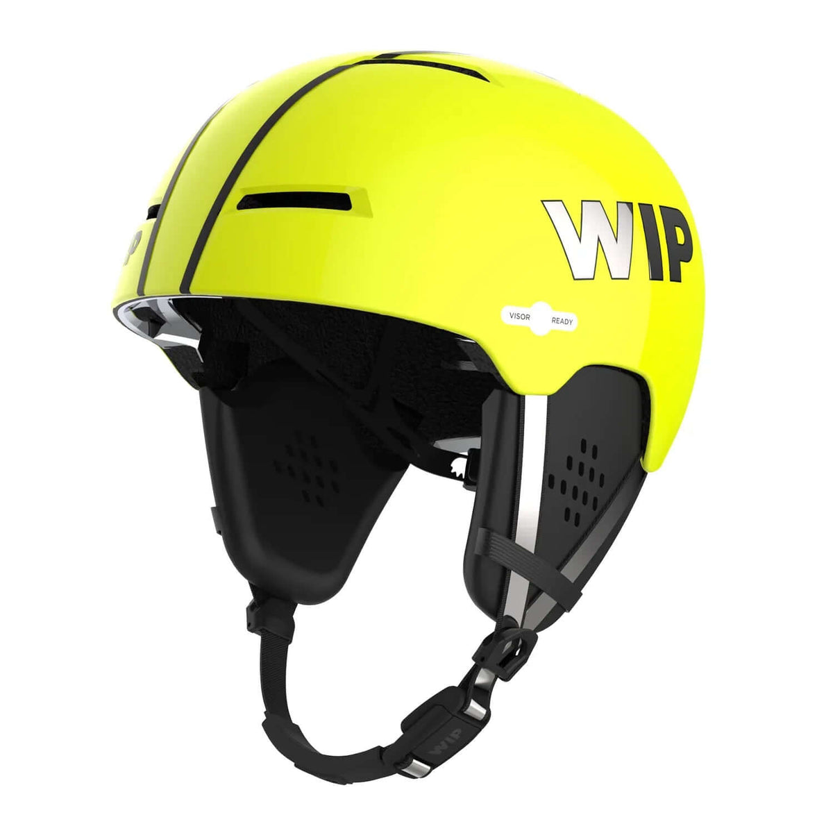 Casque X-OVER en jaune fluo, avec construction IN MOLD pour absorption des chocs et ajustement ergonomique.
