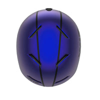 Casque X-OVER vue de dessus, conception IN MOLD avec couleur violette et aération optimisée.