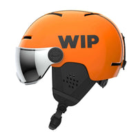 Casque de protection léger X-OVER en orange avec visière intégrée, logo WIP et construction IN MOLD.