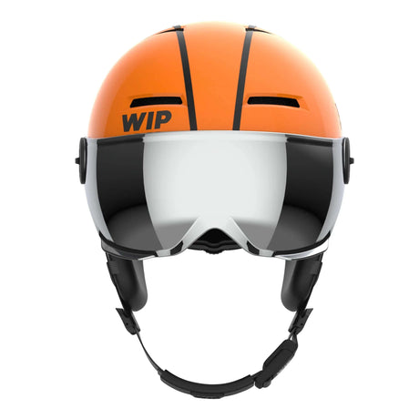 Casque X-OVER VISOR avec visière intégrée, construction IN MOLD, couleur orange, protection optimale.