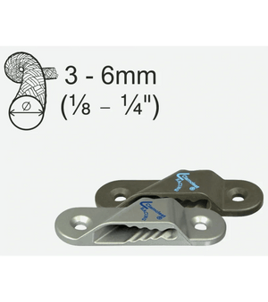 Clamcleat aluminium à plat - Tribord - Plage de diamètre de corde 3-6 mm (1/8" – 1/4") avec système antidérapant.