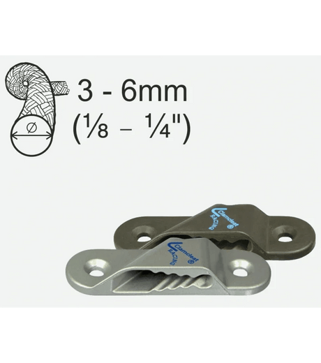 Clamcleat aluminium à plat - Tribord - Plage de diamètre de corde 3-6 mm (1/8" – 1/4") avec système antidérapant.