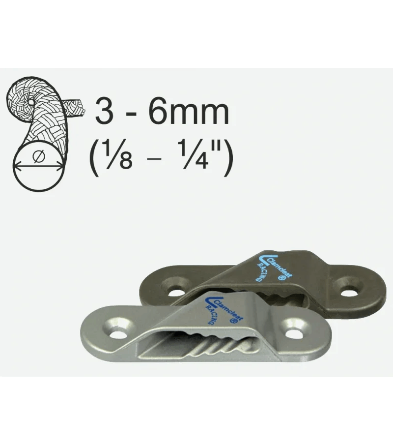 Clamcleat aluminium à plat - Tribord - Plage de diamètre de corde 3-6 mm (1/8" – 1/4") avec système antidérapant.