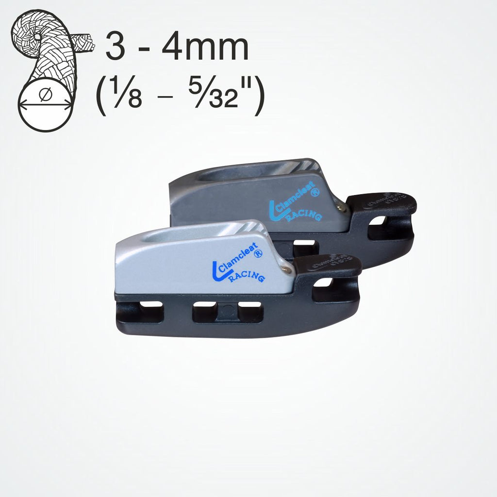 Clamcleat Aero Micros CL828-68 en aluminium, taquet coinceur sur cordage 3-4 mm