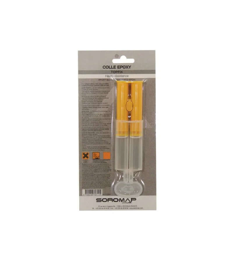 Colle Epoxy bi-composant 25ml en emballage, spécifique pour le collage de divers matériaux.