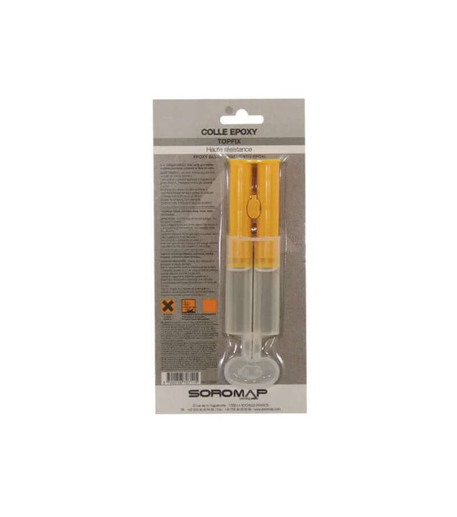 Colle Epoxy bi-composant 25ml en emballage, spécifique pour le collage de divers matériaux.