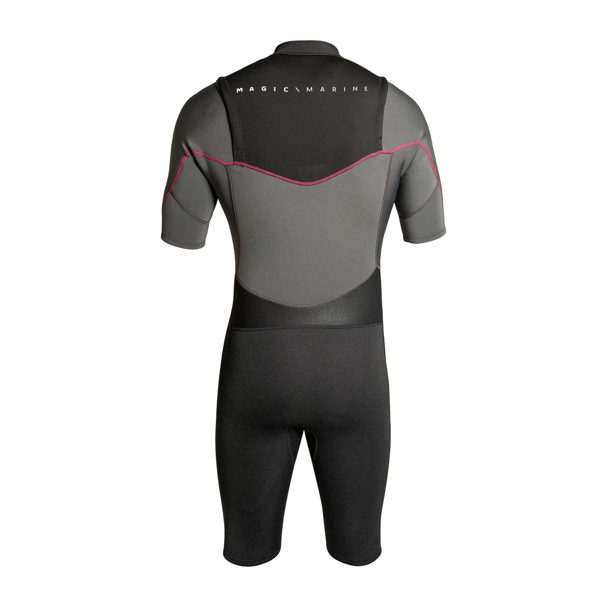 Combinaison shorty 3/2 flatlock pour sports nautiques, vue arrière, design moderne et fonctionnel.