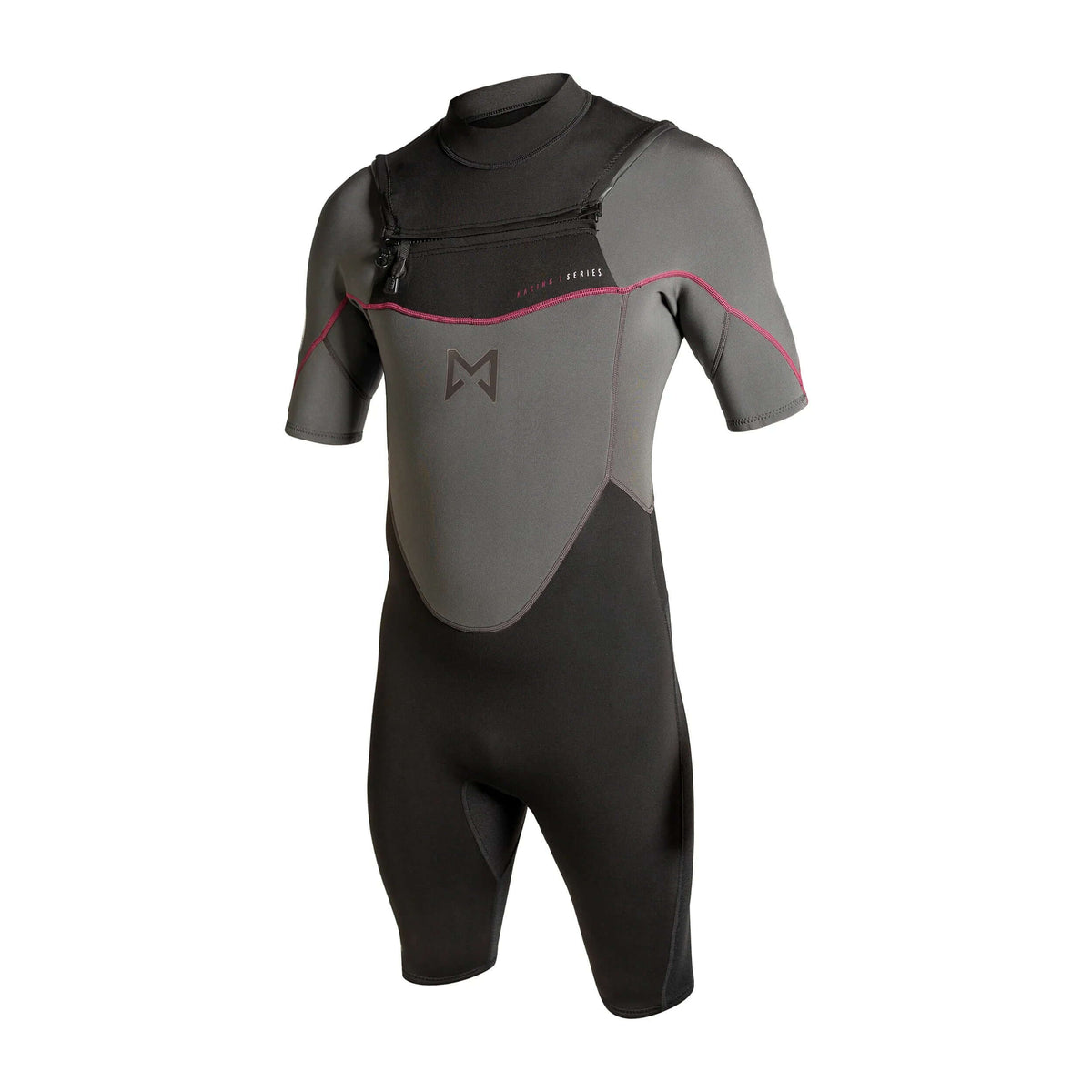 Combinaison shorty 3/2 flatlock pour sports nautiques en néoprène avec fermeture éclair et design ergonomique.