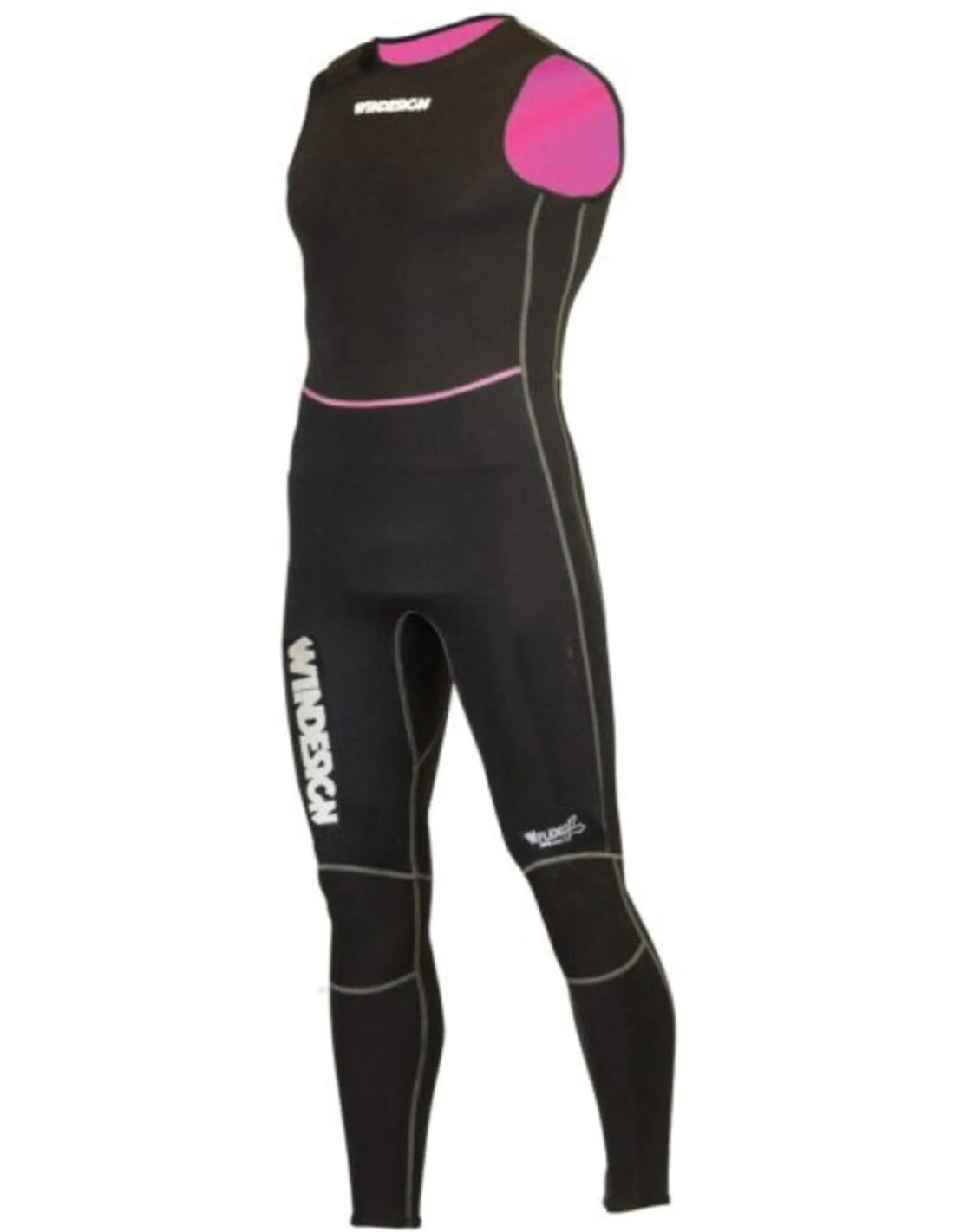 combinaison long jane 3mm fille, néoprène noir avec détails roses, pour juniors.