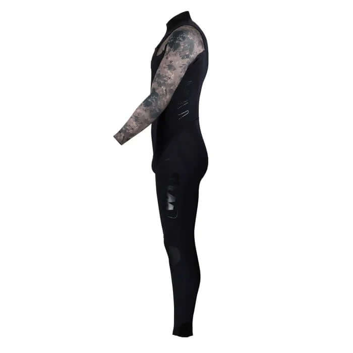 Combinaison Steamy WIP néoprène intégrale 3mm vue latérale, entièrement étanche avec col en une pièce, ajustement parfait.