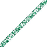 Cordage Magic pro 4mm - âme Dyneema/Gaine Polyester Grip en vert et blanc, utilisé pour dériveurs et catamarans.