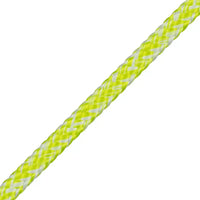 Cordage Dyneema 6mm pour dériveurs, matériau de haute performance en couleur jaune et blanc.
