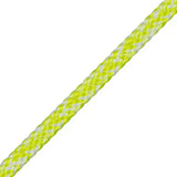 Cordage Magic pro 6mm - âme Dyneema/Gaine Polyester Grip en vue détaillée du cordage en couleur jaune et blanc.
