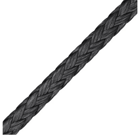 Dyneema D-Pro noir 3mm, corde tressée noire en polyuréthane, résistance à l'abrasion et aux UV.