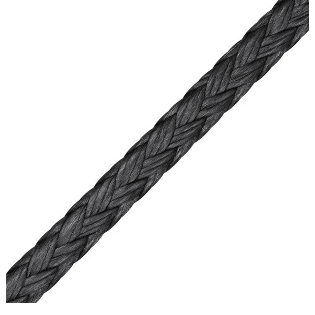 Dyneema D-Pro noir 3mm, corde tressée noire en polyuréthane, résistance à l'abrasion et aux UV.