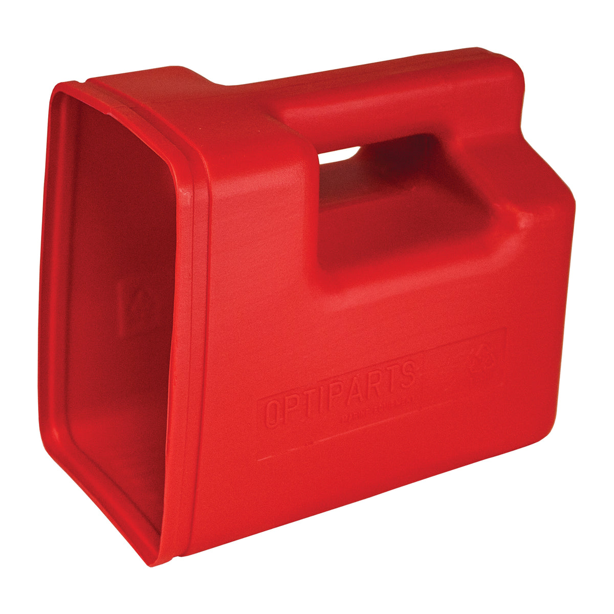 Ecope 35 litres, rouge, utilisée pour vider rapidement l'eau dans le bateau.